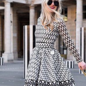 Maje size 3 gorgeous special occasion dress black and white.